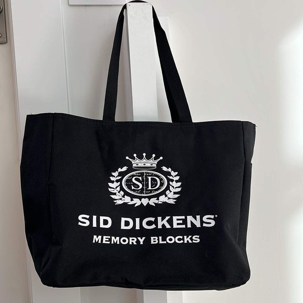 SID DICKENS Memory Blocks Black Tote Bag Heavy Duty Market Shopping Travel Bag